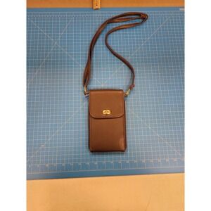 Brown Leather Crossbody Wallet Cell Phone Bag Purse Small Travel Organizer